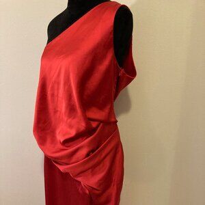 asos red satin maternity dress